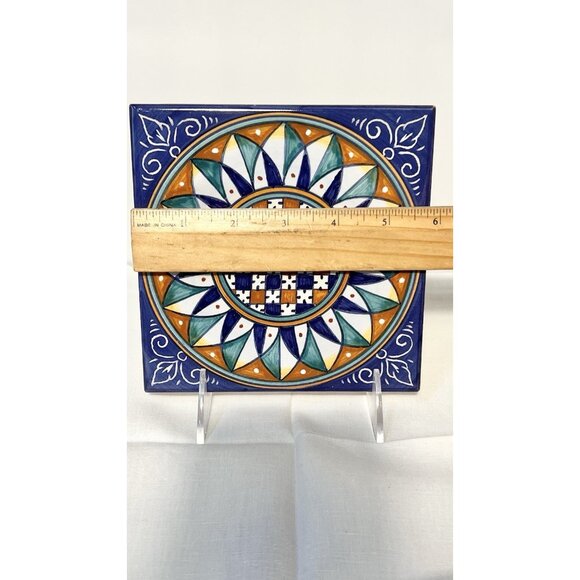 SBERNA DERUTA Italy Hand Painted Tile Wall Plaque 6” - Picture 4 of 9